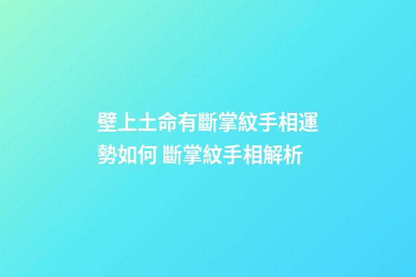 壁上土命有斷掌紋手相運勢如何 斷掌紋手相解析